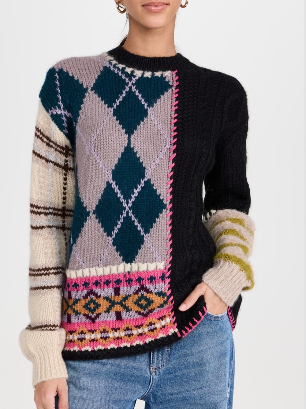 Lingua Franca
Hutton Patchwork Crewneck Alpaca sweater size XS